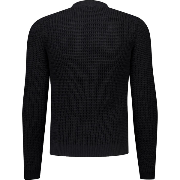 merc london mens grayson 70s waffle knit button through vneck cardigan black