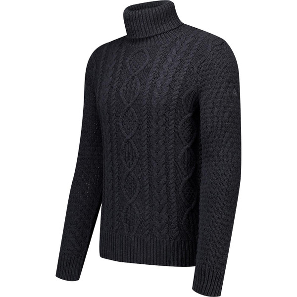 merc london mens galaxy wool mix chunky cable knit roll neck jumper charcoal