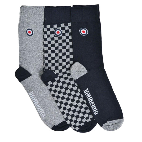 Lambretta Men's 3 Pack Checkerboard Mod Target Socks in Navy SS1560 Lambretta Men's 3 Pack Checkerboard Mod Target Socks in Navy SS1560