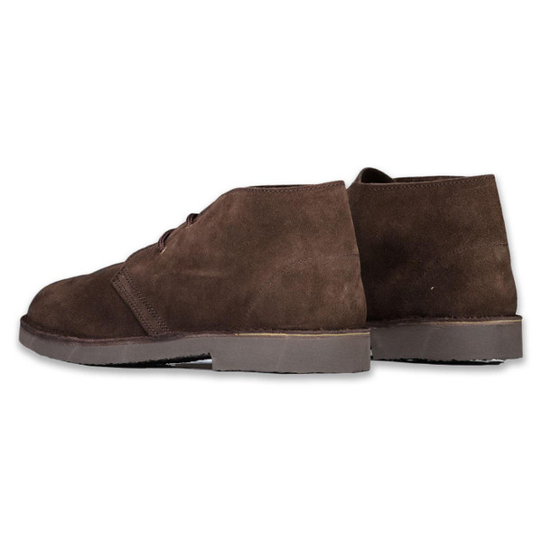 Roamers Men's Mod Suede Desert Boots in Dark Brown M467DBS pictured from back