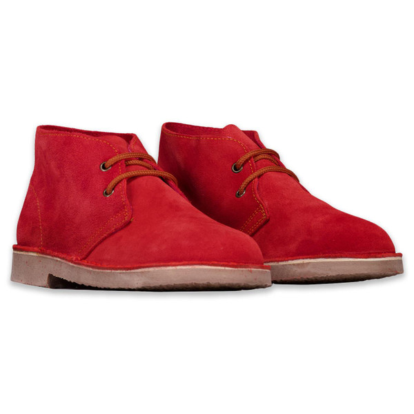Roamers Men's Mod Suede 2 Eyelet Desert Boots in Red M467DS picture of both boots together