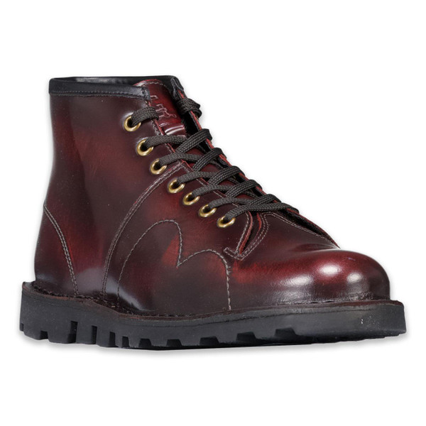 Grafters Men's Mod Brush Off Leather Monkey Boots in Bordeaux B430M 