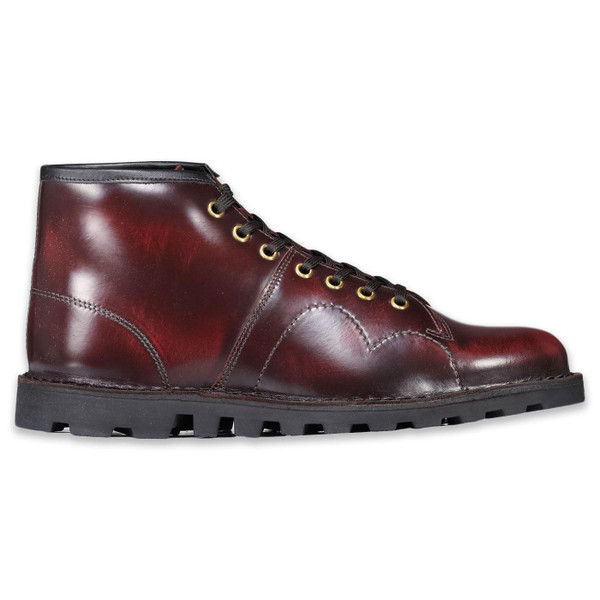 Grafters Men's Mod Brush Off Leather Monkey Boots in Bordeaux B430M side view