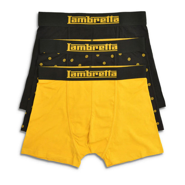 Lambretta 3 Pack Mod Target Boxer Shorts in Black and Gold SS1551