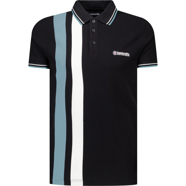 lambretta mens retro vertical racing stripe twin tipped pique polo tshirt black lambretta mens retro vertical racing stripe twin tipped pique polo tshirt black