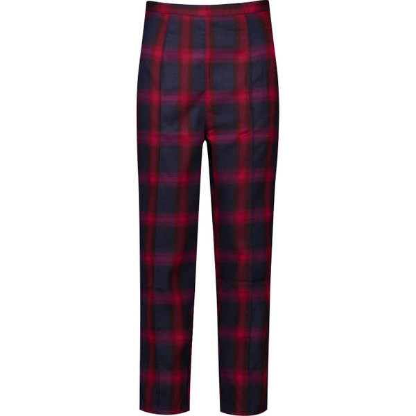 banned apparel womens retro 50s check pattern cigarette trousers red navy