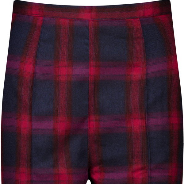 banned apparel womens retro 50s check pattern cigarette trousers red navy
