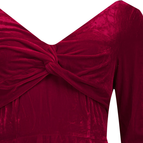 banned apparel womens retro 50s faux fur trimmed sleeves front twist v neck velvet midi dress dark red banned apparel womens retro 50s faux fur trimmed sleeves front twist v neck velvet midi dress dark red