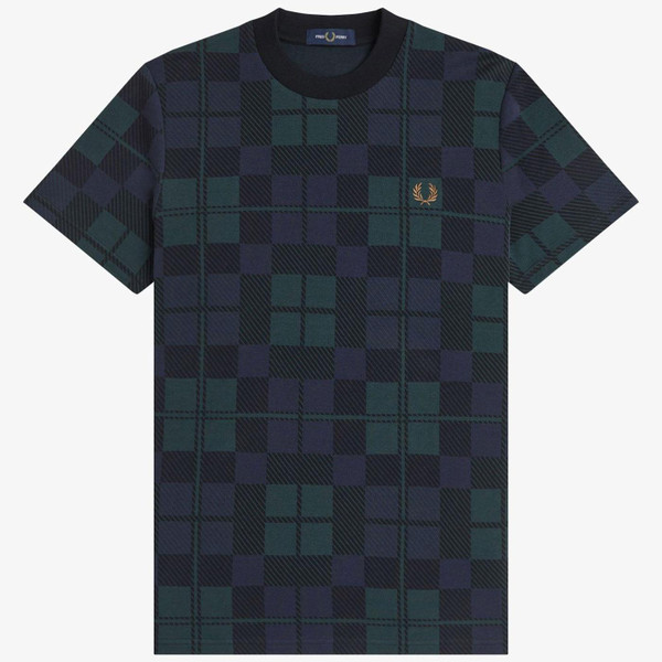 Fred Perry Men's Retro Blackwatch Tartan T-shirt M1757 37A Fred Perry Men's Retro Blackwatch Tartan T-shirt M1757 37A