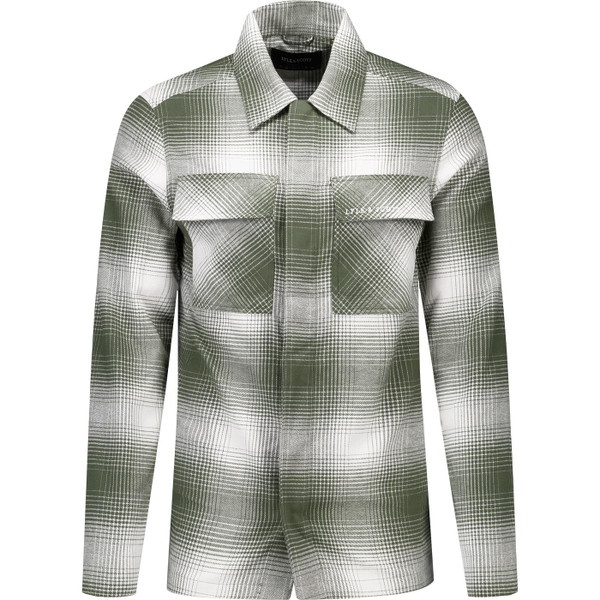 lyle and scott mens retro ombre check button though cotton overshirt dark green lyle and scott mens retro ombre check button though cotton overshirt dark green