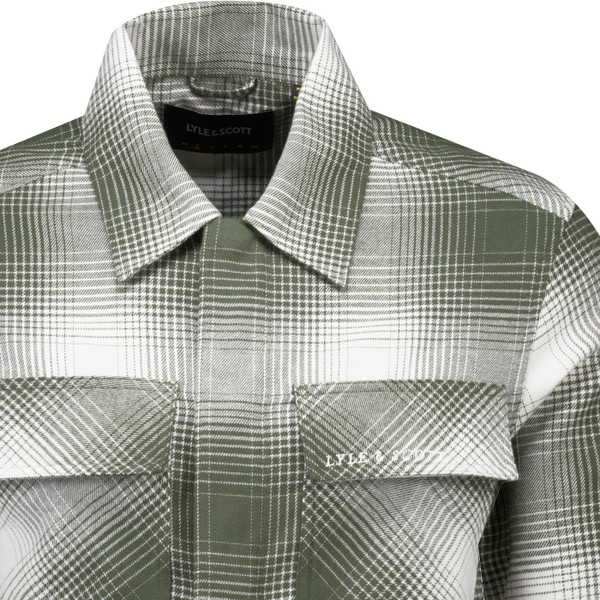 lyle and scott mens retro ombre check button though cotton overshirt dark green lyle and scott mens retro ombre check button though cotton overshirt dark green