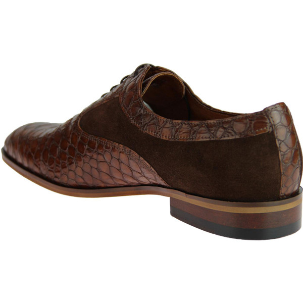 Lacuzzo Retro Mod Croc Stamp Sued Panel Oxford Brogues in Tan Brown Lacuzzo Retro Mod Croc Stamp Sued Panel Oxford Brogues in Tan Brown
