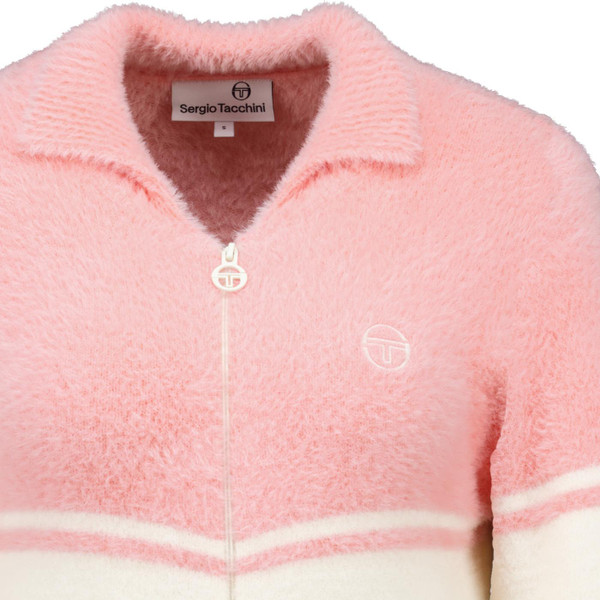sergio tacchini womens donatella brushed knit colour block zip track top quartz pink gardenia