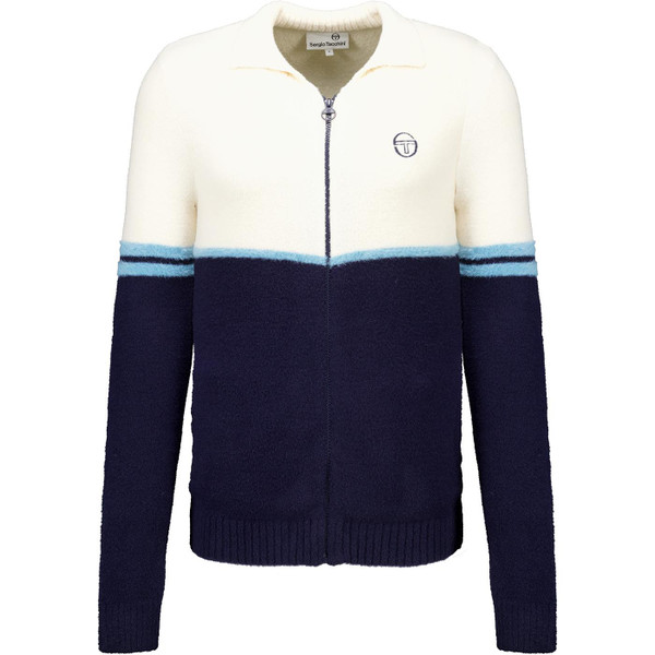 sergio tacchini mens orion brushed knit colour block zip track jacket maritime blue gardenia