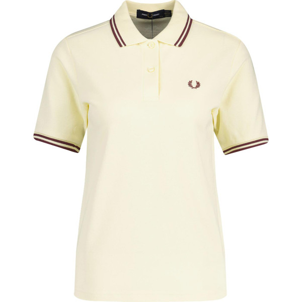 fred perry womens twin tipped pique polo tshirt ice cream yellow