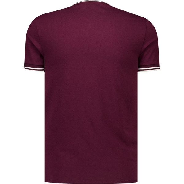 fred perry mens m1588 mod twin tipped jersey tshirt oxblood dark red