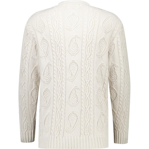 pretty green mens marylebone paisley chunky cable knit crew neck jumper stone