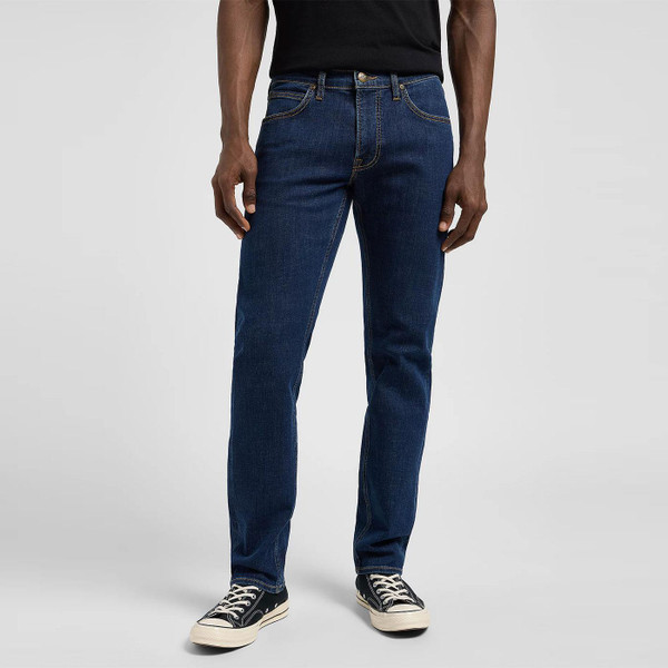 Front View - Men's Daren Straight Jeans - Dark Ocean - Lee Jeans - Retro Denim Streetwear