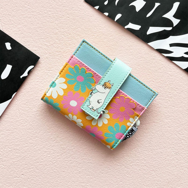 House of Disaster Moomin Flower Fold Over Cardholder - Retro Gifts - Pictured on Table