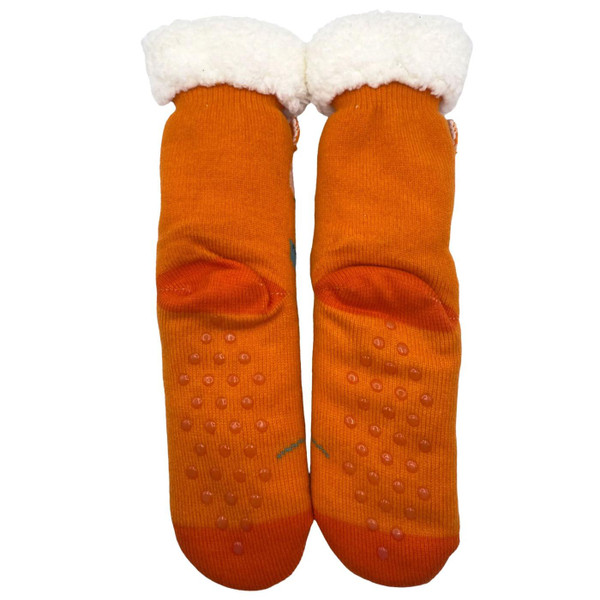 Secret Garden Retro 70s Cosy Fox Slipper Socks in Orange by House of Disaster - Winter Socks - Back View