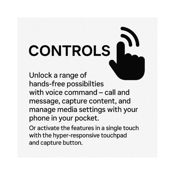 Ray-Ban Meta Gen 2 AI Wayfarer Smart Sunglasses in Black with G-15 Lens Info Graphic Hands-Free