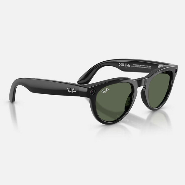 Ray-Ban Meta Gen 2 AI Headliner Smart Sunglasses in Black with G-15 Lens Angled View