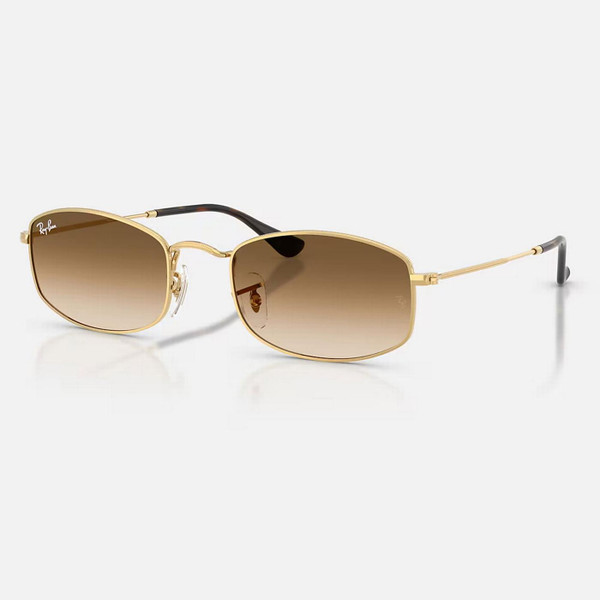 Ray-Ban RB3832 Retro 70s Irregular Frame Aviator Sunglasses in Arista Gold with Clear Gradient Brown Lens - Main View