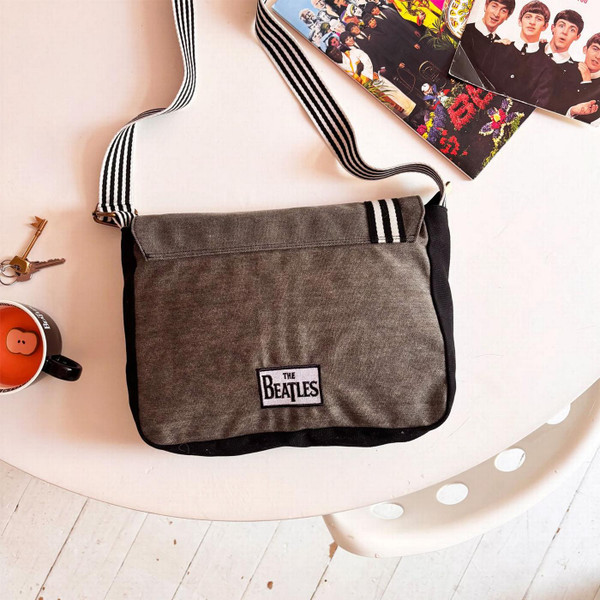 The Beatles Abbey Road Patch Satchel by House of Disaster - Bag Laid on Table Back View