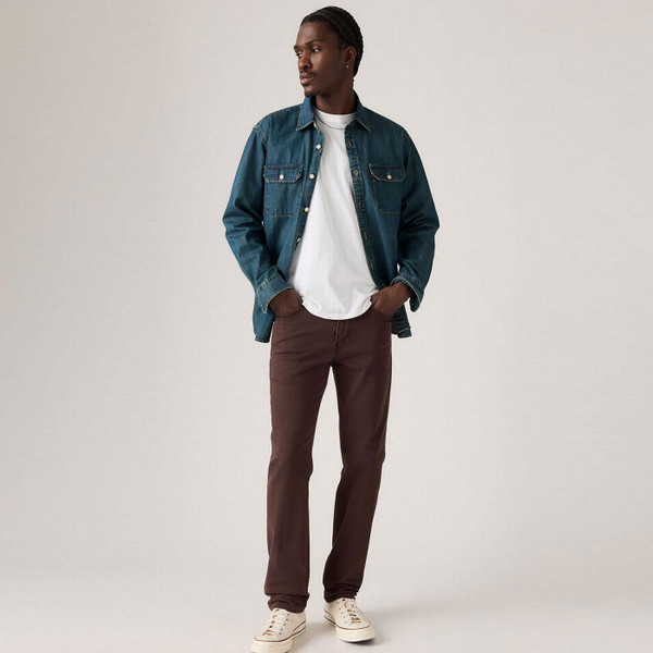 Levi's 511 Slim Men's Retro Jeans in Smoked Aubergine - Front View on Model Full Length