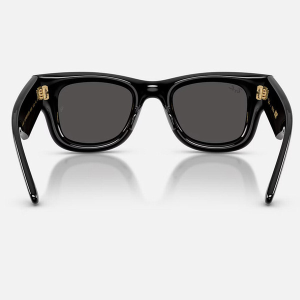 Ray-Ban ASAP Rocky Retro 80s Wayfarer Puffer Sunglasses in Polished Black with Ultra Black Lens Back View