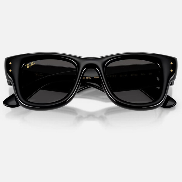 Ray-Ban ASAP Rocky Retro 80s Wayfarer Puffer Sunglasses in Polished Black with Ultra Black Lens Folded View