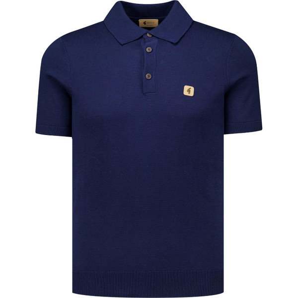gabicci vintage mens jackson mod plain colour fine knitted polo tshirt storm navy blue