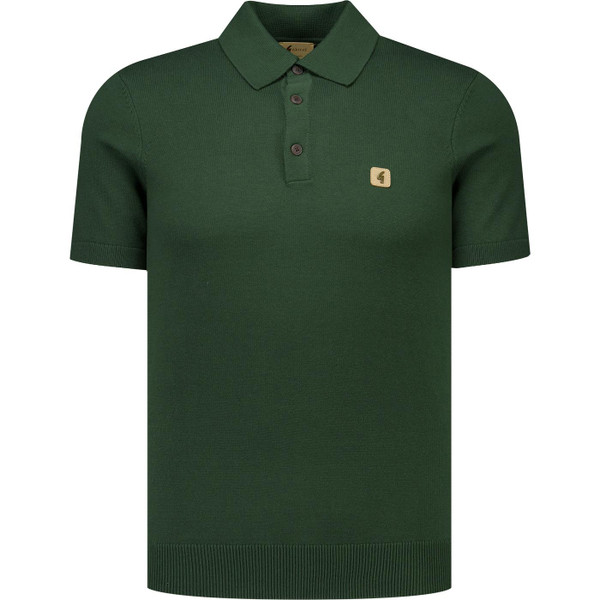 gabicci vintage mens jackson mod plain colour fine knitted polo tshirt forest green