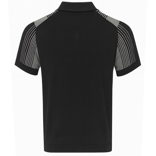 Merc Ryman Men's Mod Vertical Stripe Knitted Polo Shirt in Black - Back View