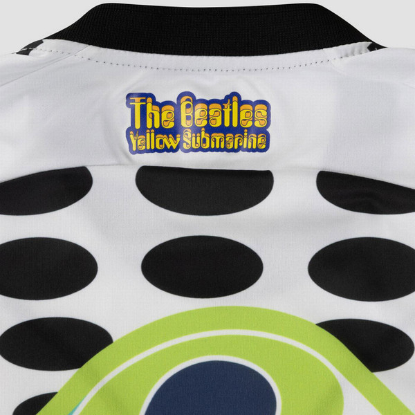 Meyba x The Beatles Yellow Submarine Away Football Shirt in White - Retro Football Top - Close Up Back of Collar