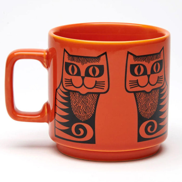 Magpie x Hornsea Pottery Retro 60s Cat Mug in Orange