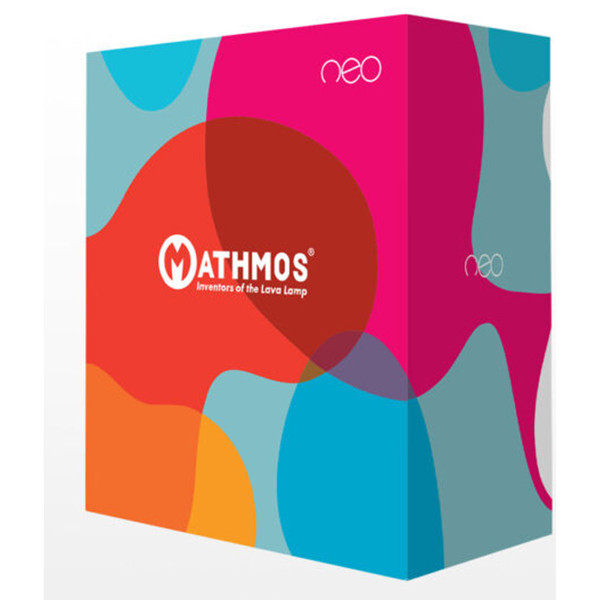 Presentation Box For Mathmos Neo Table Lamp in Silver with Violet and Turquoise