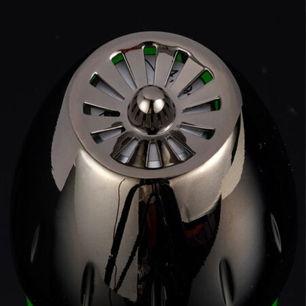 Top of Mathmos Fireflow Candle Powered Lava Lamp in Black with Clear and Red Lava