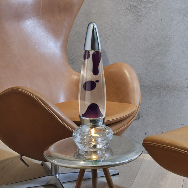Mathmos Evo Retro Candle Powered Lava Lamp in Clear/Dark Plum Lava