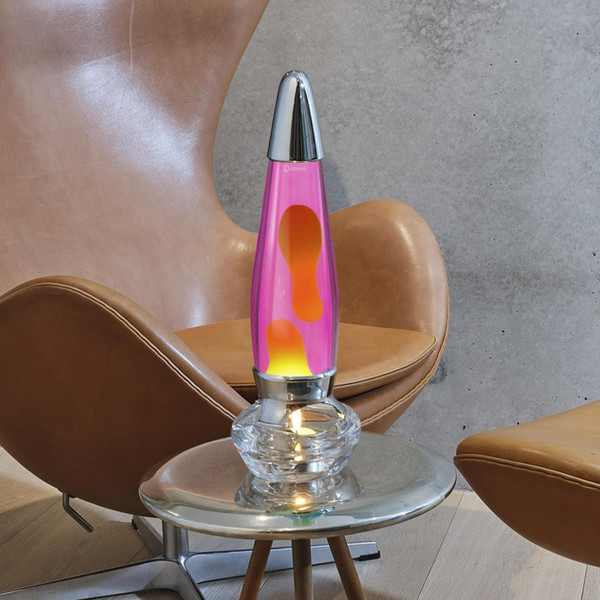 Mathmos Evo Candle Powered Lava Lamp in Pink and Yellow