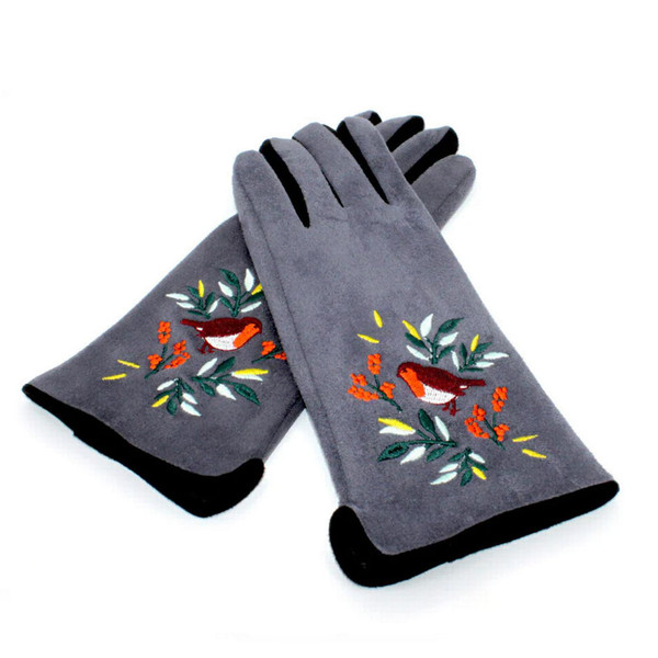 Secret Garden Embroidered Robin Fashion Gloves by House of Disaster - Retro Giftware - Overlapping View