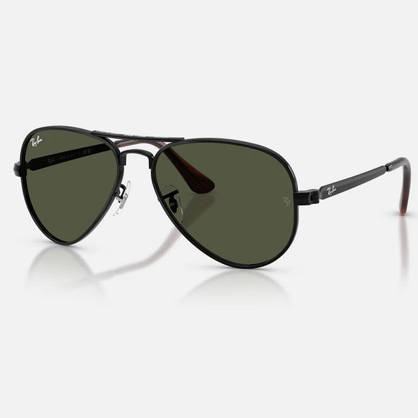 Ray-Ban Aviator Max Aviator Sunglasses in Black with Green Lens - Retro Sunglasses - Main View