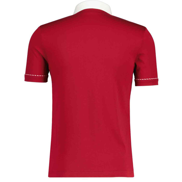 Gabicci Vintage Patrick Mod Gingham Trim Contrast Collar Pocket Polo Shirt in Cherry