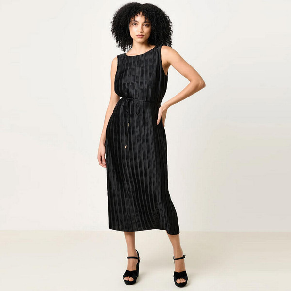 Louche Lumina Pleat Surprise Retro 50s Black Party Dress in Black - Main View