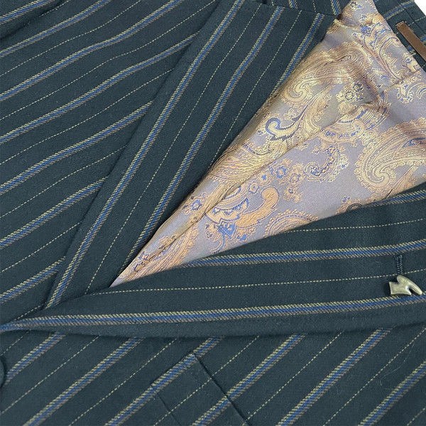 Gacicci Vintage Henley Stripe 3 Button 60s Mod Boating Blazer in Black - Lapel Detail