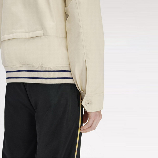 Fred Perry Men's Retro Sports Umpire Bomber Jacket in Oatmeal Made from Cotton Twill J2318 691 Close Up on Back of Jacket