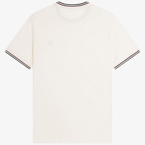 Fred Perry Men's Mod Twin Tipped T-shirt in Ecru, Oxblood and Grassroots M1588 84A - Back View