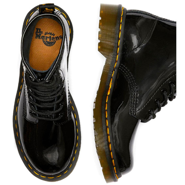dr martens womens 1460 laced boots patent lamper black