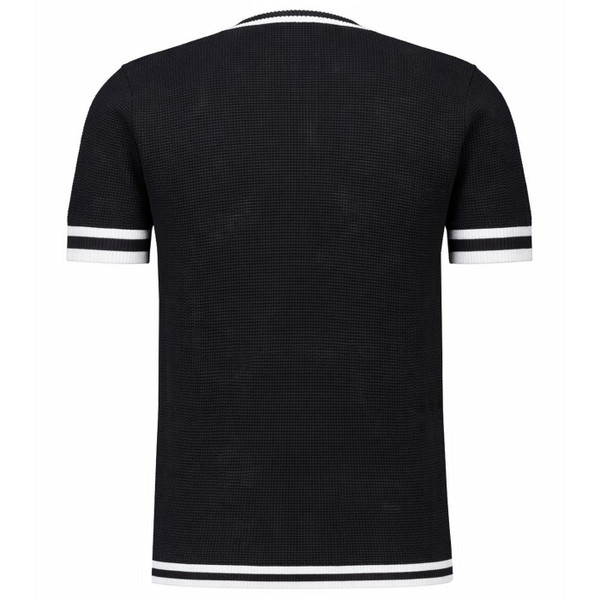 Madcap England 1960s Mod Waffle Knit Moon T-shirt in Black and White Back View