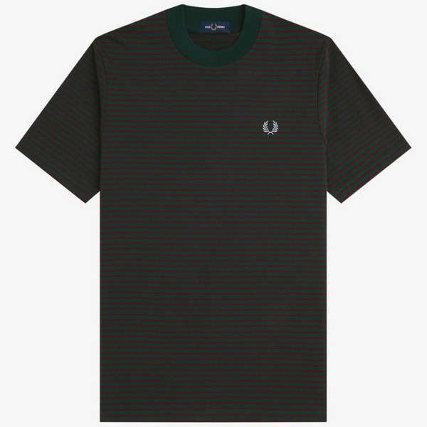 Fred Perry Retro Fine Stripe Heavyweight T-shirt in Grassroots M6581 30A - Main View